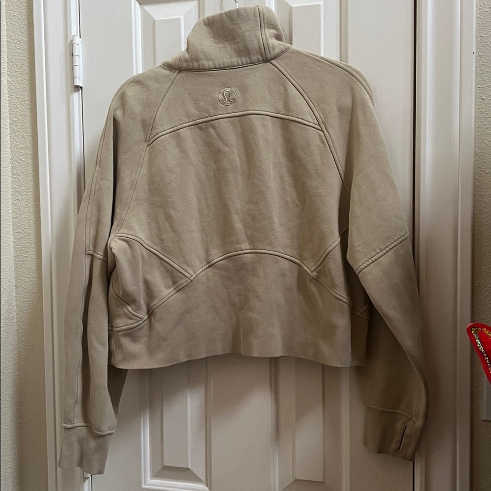 Beige tan Half-Zip Hoodie lululemon size medium large trench - Picture 9 of 11